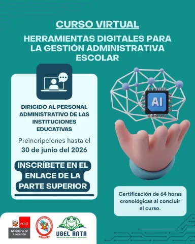 UGEL Anta invita al personal administrativo a participar en el Curso Virtual de Herramientas Digitales
